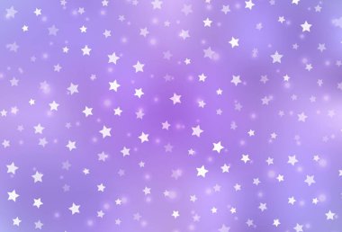 Hafif Mor vektör arkaplanı, Xmas kar taneleri, yıldızlar. Kar taneleriyle modern geometrik soyut çizim. Yeni Yıl broşürleri için temel bölüm.