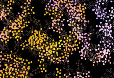 Koyu pembe, yapay zeka ağlı sarı vektör deseni. Parlak renkli bir illüstrasyon ve yapay zekanın gerçek yapısı. Teklif verilerinin tanıtımı için akıllı tasarım.