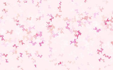 Açık kırmızı vektör, dalları olan doğal arka plan. Yaprakları karalama tarzında renkli ve soyut çizimler. İşiniz için yepyeni bir tasarım..