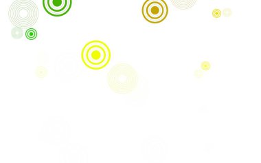 Açık yeşil, küreli sarı vektör deseni. Renkli su damlaları olan modern soyut çizimler. Reklamlar, broşürler için desen.