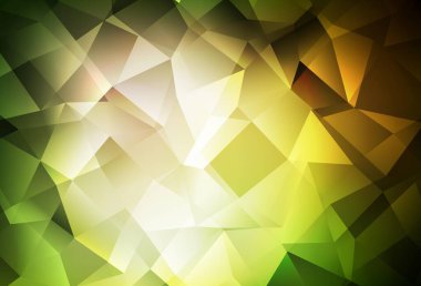 Koyu yeşil, sarı vektör soyut çokgen desen. Üçgenli modern soyut çizim. Cep telefonunun arka planının şablonu.