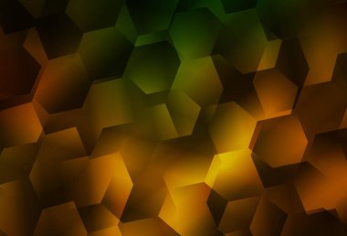 Açık yeşil, altıgenli sarı vektör arkaplan. Altıgen tarzda ışıldayan soyut çizimler. Duvar kağıtlarının dokusu için desen.