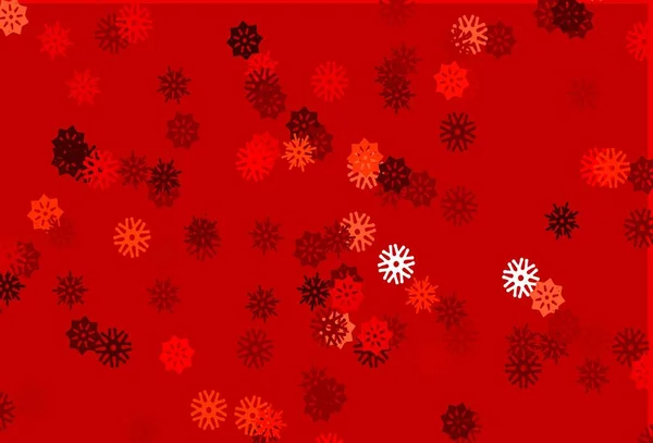 Hellrotes Vektormuster Mit Weihnachtlichen Schneeflocken Dekorative Leuchtende Illustration Mit Schnee — Stockvektor