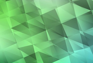 Açık yeşil vektör üçgen arkaplan parlıyor. Origami stilinde gradyan ile yaratıcı geometrik illüstrasyon. Bir markanın arkaplanı için desen.