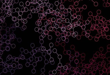 Koyu mor, yapay zeka ağlı pembe vektör deseni. Renkli yapay zeka yapısı, eğimli çizgiler ve noktalar. Teklif verilerinin tanıtımı için akıllı tasarım.