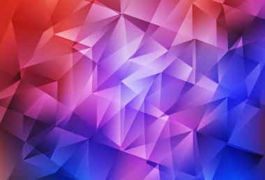 Açık mavi, kırmızı vektör desenli çokgen. Soyut arkaplanda renkli eğimli üçgenler. Kartvizitiniz için modern tasarım.