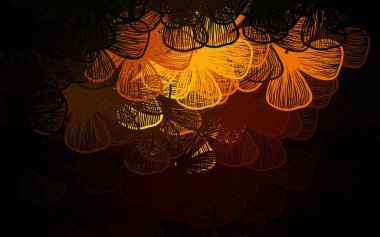 Koyu yeşil, sarı vektör şablonu ağaçlar, dallar. Çiçeklerle karalama tarzında renkli çizimler. İşiniz için en iyi tasarım..