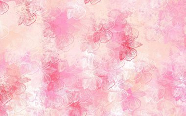 Açık pembe vektör çizimi çiçekli. Çiçeklerle bulanık şekilli yaratıcı çizimler. Web sitesi yöneticileri ve tasarımları için desen.