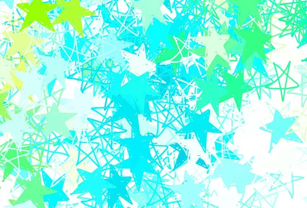Hellgrüne Vektoranordnung Mit Hellen Sternen Sterne Auf Verschwommenem Abstrakten Hintergrund — Stockvektor