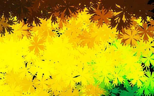 Dunkelgrüne Gelbe Vektor Doodle Vorlage Mit Blumen Glitzernde Abstrakte Illustration — Stockvektor
