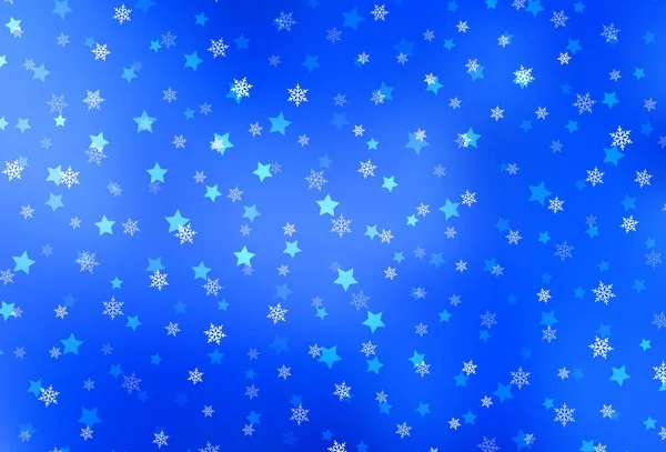 Hellblaues Vektormuster Mit Weihnachtlichen Schneeflocken Sternen Bunte Schneeflocken Mit Abfallenden — Stockvektor