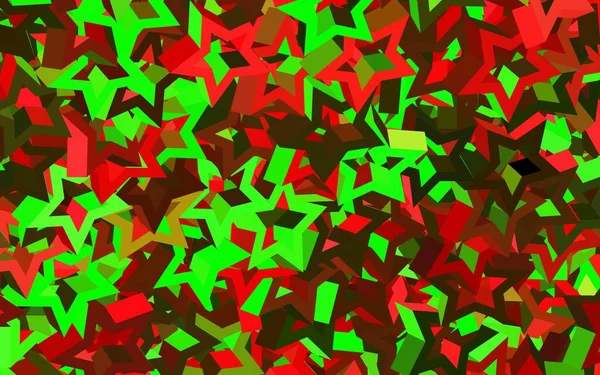 深绿色 红色矢量纹理与美丽的星星 现代几何抽象的星图 未来主义广告的模式 小册子 — 图库矢量图片