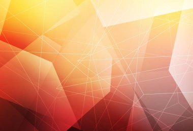 Açık Kırmızı, sarı vektör arkaplanı ve çokgen tarzı. Soyut arkaplanda renkli eğimli üçgenler. Web siteniz için basit tasarım.