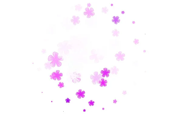 Hellrosa Vektor Doodle Muster Mit Blüten Bunte Illustration Doodle Stil — Stockvektor