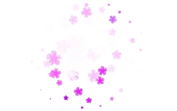 Padrão Doodle Vetor Rosa Claro Com Flores Ilustração Colorida Estilo — Vetor de Stock