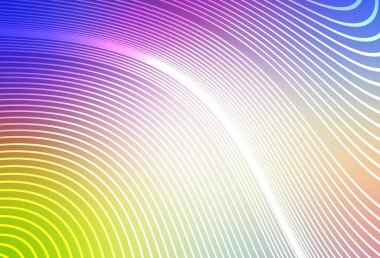 Bükülmüş çizgileri olan ışık çok renkli vektör deseni. Değişken çizgileri olan renkli soyut çizimler. Broşürler, broşürler için doku.