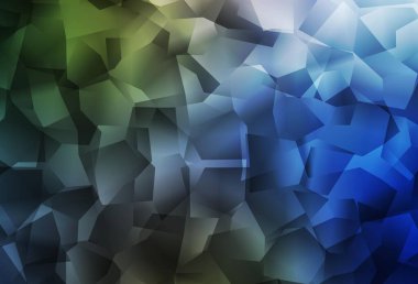 Koyu mavi, yeşil vektör düşük poli düzeni. Üçgenli parlak renkli çizimler. İşiniz için en iyi üçgen tasarım.