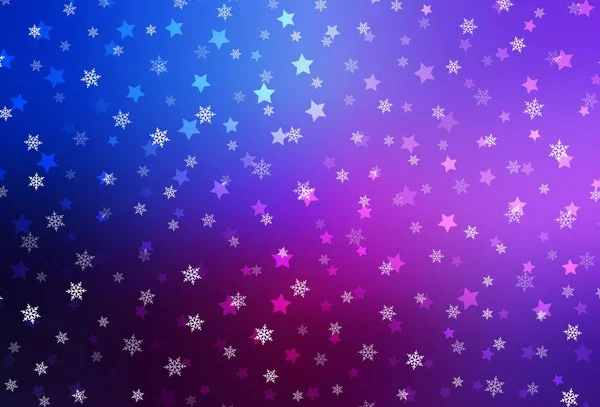 Rosa Oscuro Diseño Vector Azul Con Copos Nieve Brillantes Estrellas — Vector de stock