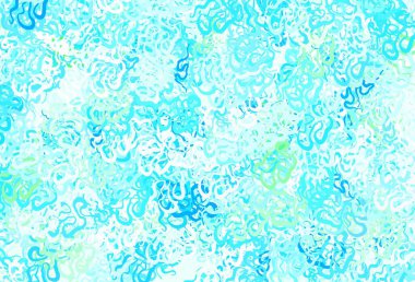 Açık mavi, Memphis şekilli yeşil vektör arkaplan. Soyut tarzda rengarenk gradyan şekilleri olan bir resim. Kartvizitiniz için modern tasarım.