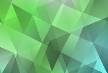 Açık yeşil vektör çokgen arkaplanı. Çokgen biçiminde, gradyan ile renkli çizimler. Marka kitabınız için yeni şablon.
