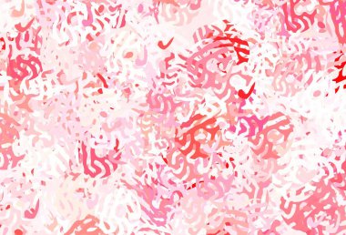 Memphis şekilli açık kırmızı vektör arkaplanı. Rastgele şekillerle soyut tarzda dekoratif tasarım. İşiniz için en iyi akıllı tasarım.