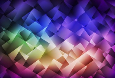 Çokgen biçiminde çok renkli vektör arkaplanı. Dikdörtgenleri ve kareleri olan güzel bir çizim. İş ilanınız için akıllı tasarım.