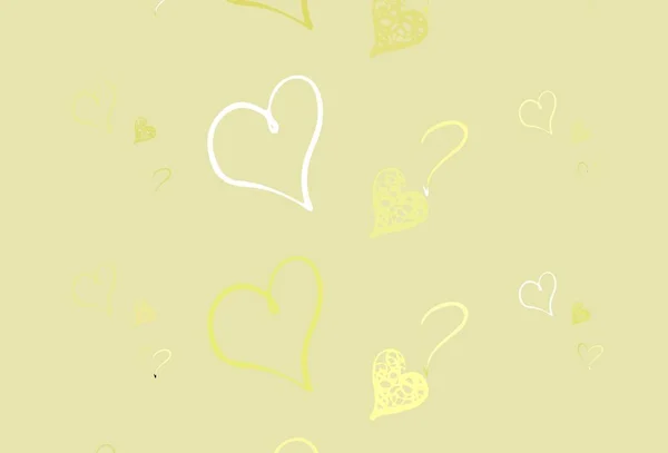 Светло Желтый Вектор Назад Сладким Сердцем Декоративный Дизайн Сердечками Простом — стоковый вектор