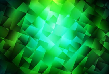 Çokgen biçiminde koyu yeşil vektör arkaplanı. Renkli dikdörtgenlerle modern soyut çizimler. İş ilanları, broşürler, broşürler için desen