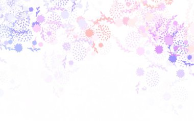 Açık mavi, çiçekli kırmızı vektör doğal arkaplan. Renkli karalama çiçekli illüstrasyon. Web siteniz için Doodle tasarımı.