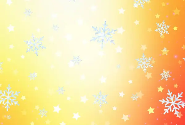 Rouge Clair Motif Vectoriel Jaune Avec Flocons Neige Noël Étoiles — Image vectorielle