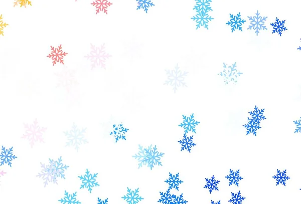 Светло Голубой Красный Векторный Фон Хмельными Снежинками Звездами Современная Геометрическая — стоковый вектор