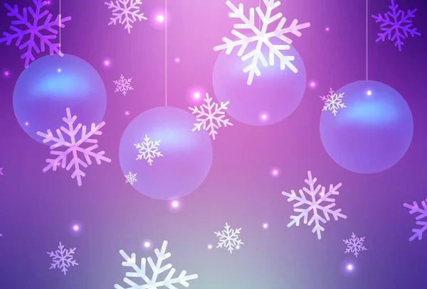 Lichtroze Vector Patroon Kerststijl Illustratie Met Kleurrijke Sneeuwvlokken Kerstballen Patroon — Stockvector