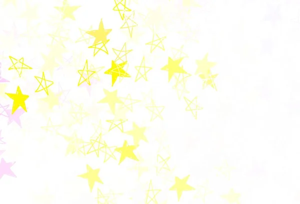 Light Pink Layout Vetorial Amarelo Com Estrelas Brilhantes Ilustração Colorida — Vetor de Stock