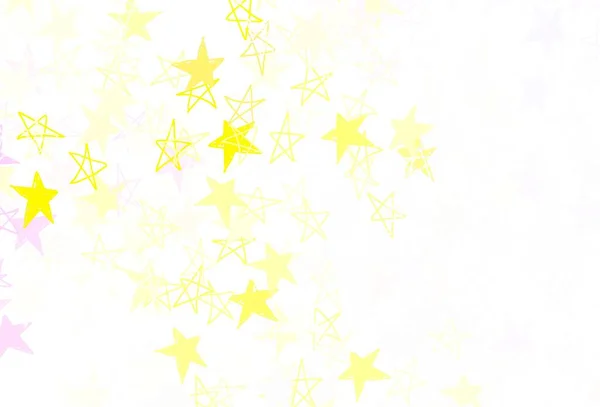 Light Pink Layout Vetorial Amarelo Com Estrelas Brilhantes Ilustração Colorida —  Vetores de Stock