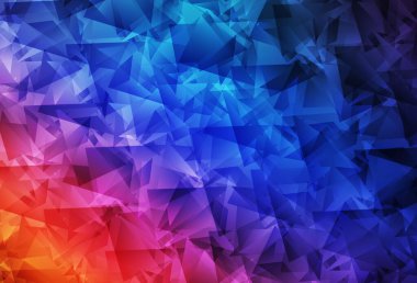 Açık mavi, kırmızı vektör soyut mozaik arkaplan. Çokgen biçiminde, gradyan ile renkli çizimler. Cep telefonunun arka planının şablonu.