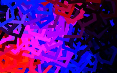 Koyu mavi, altıgen şekilli kırmızı vektör düzeni. Bulanık arkaplanda renkli altıgenler. Web sitesi posterleri, afişler için tasarım.