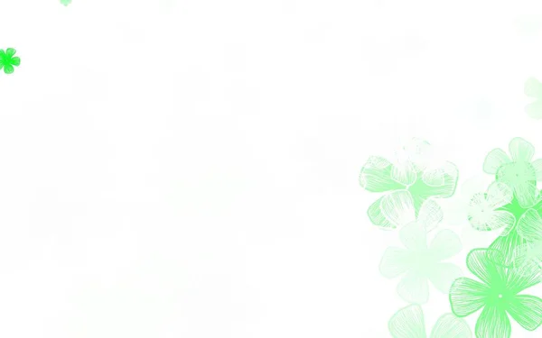 ライトグリーンベクトルの花と自然のアートワーク 白い背景にスケッチなドアの花 壁紙のパターン ぬり絵 — ストックベクタ