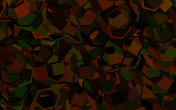 ダークグリーン 六角形の黄色のベクトル背景 ぼかし面上の色の六角形のイラスト チラシのパターン — ストックベクタ