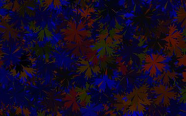 Koyu mavi, sarı vektör çiçekli doğal sanat eseri. Parlak renkli resimli çiçekler. Web siteleri ve pankartlar için desenli desen.