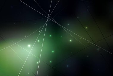 Koyu yeşil vektör arkaplanı çizgiler, daireler. Çemberler ve üçgenlerle soyut gradyan çizimi. İniş sayfası için modern şablon.