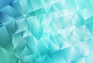 Açık yeşil vektör şablonu, kristaller, üçgenler. Üçgenli soyut gradyan çizimi. Bir cep telefonu için arka plan.