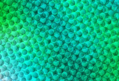 Kabarcıklı açık yeşil vektör arka planı. Renkli su damlaları olan modern soyut çizimler. Fütürist reklamlar ve kitapçıklar için şablon.