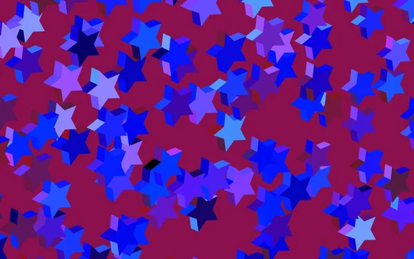 Dark Blue Red Vector Template Sky Stars Decorative Shining Illustration — Stock Vector