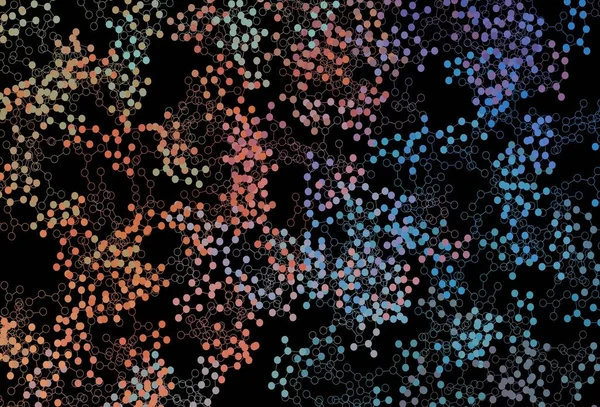 Koyu mavi, sarı vektör arkaplan ve yapay zeka formları. Renkli yapay zeka yapısı, eğimli çizgiler ve noktalar. Bilim için desen, geleceksel tasarımlar..