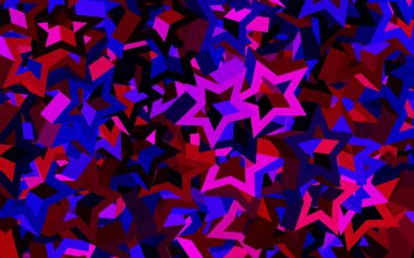 Koyu mavi, kırmızı parlak yıldız düzeniyle vektör. Bulanık arka plan gradyan ile üzerinde yıldız. En iyi tasarım, reklam, poster, afiş için.