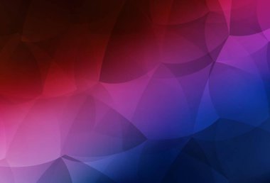 Koyu mavi, kırmızı vektör desenli ve çokgen. Renkli üçgenlerin olduğu bir resim. İniş sayfası için modern şablon.