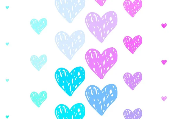 Hellrosa Blauer Vektorhintergrund Mit Süßen Herzen Schöne Abstrakte Herzen Auf — Stockvektor