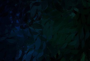 Koyu mavi, yapraklı doğal yeşil vektör. Soyut şablondaki karalamalarla dekoratif illüstrasyon. Markan için şık bir model..