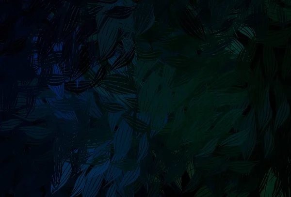 Темно Синій Зелений Векторний Природний Фон Листям Декоративна Ілюстрація Каракулями — стоковий вектор