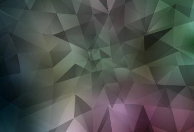 Koyu pembe, yeşil vektör çokgen desen. Soyut ve üçgenli renkli çizimler. İş tasarımınız için yepyeni bir tarz.